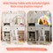 Kids Vanity Table Set with Colorful LED Mirror & Bunny Chair Wooden Makeup Desk with Storage Drawers